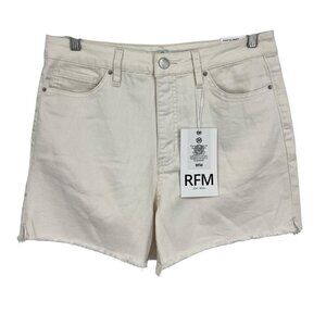 RFM Womens Essential Shorts Size XL Extra Large Fray Hem Off White Denim NWT New